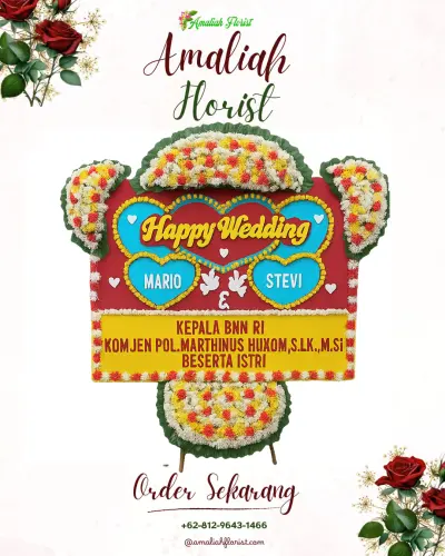 Karangan Papan Bunga Pernikahan di Toloa
